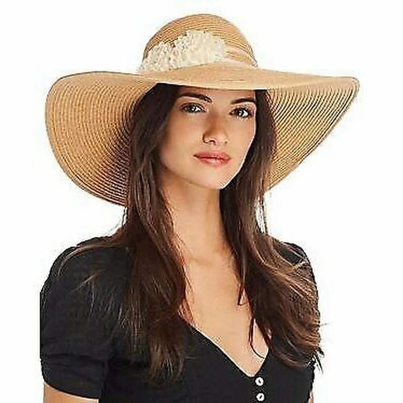 August Hat Company New Directions Natural Floppy Hat UPF 50  One Size