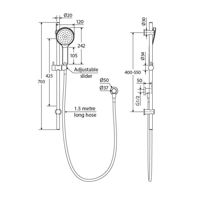 Fienza Kaya Rail Shower Brushed Copper