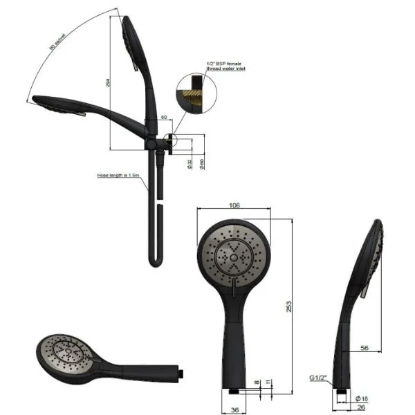 Meir Round 3 Function Hand Shower on Swivel Bracket Champagne