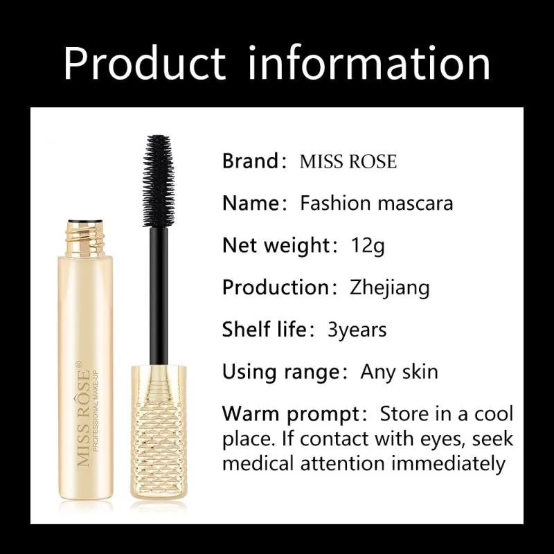 Miss Rose 4D Silk Black Mascara (Gold)