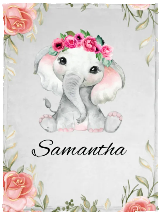 Persoanlized Baby Elephant Fleece Blanket