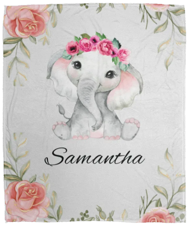 Persoanlized Baby Elephant Fleece Blanket