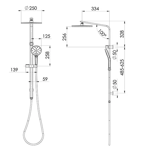 Phoenix Tapware Oxley Twin Rail Shower Brushed Nickel