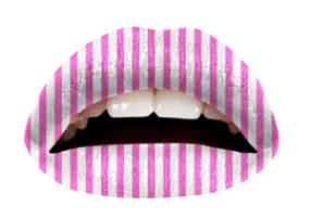 Pink Candy Stripes Violent Lips Temporary Lip Tattoo