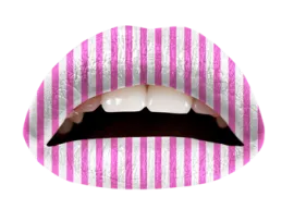Pink Candy Stripes Violent Lips Temporary Lip Tattoo