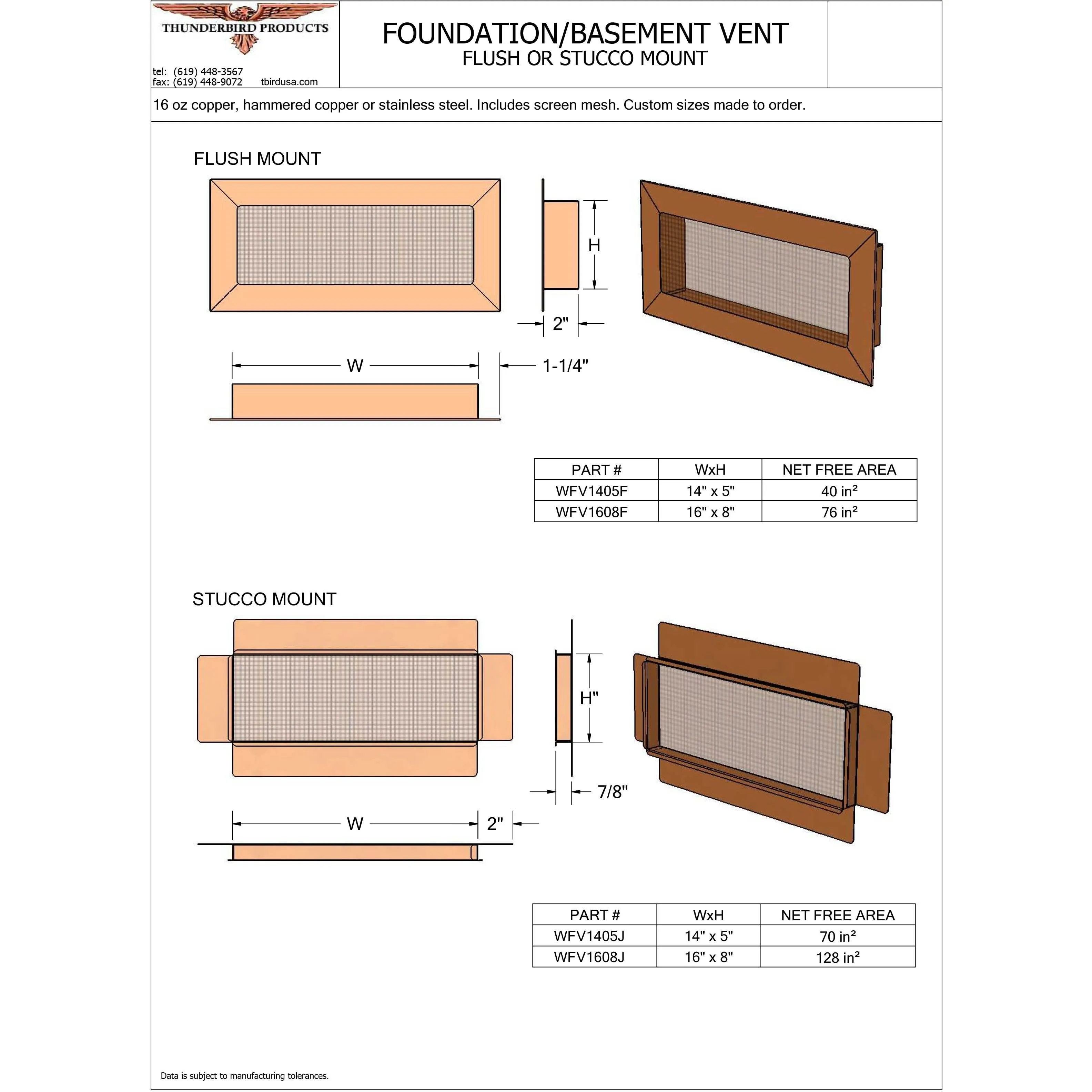 Stainless Steel Foundation - Basement Vent