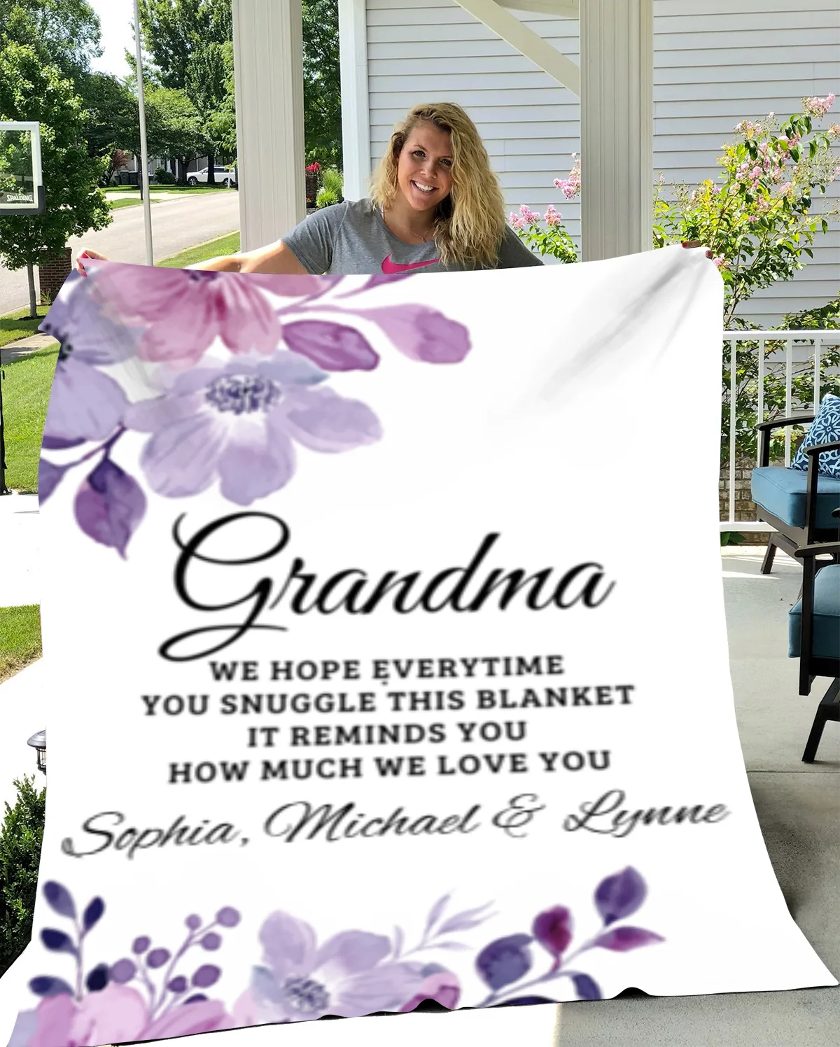 To Grandma, Personalized Fleece Blanket