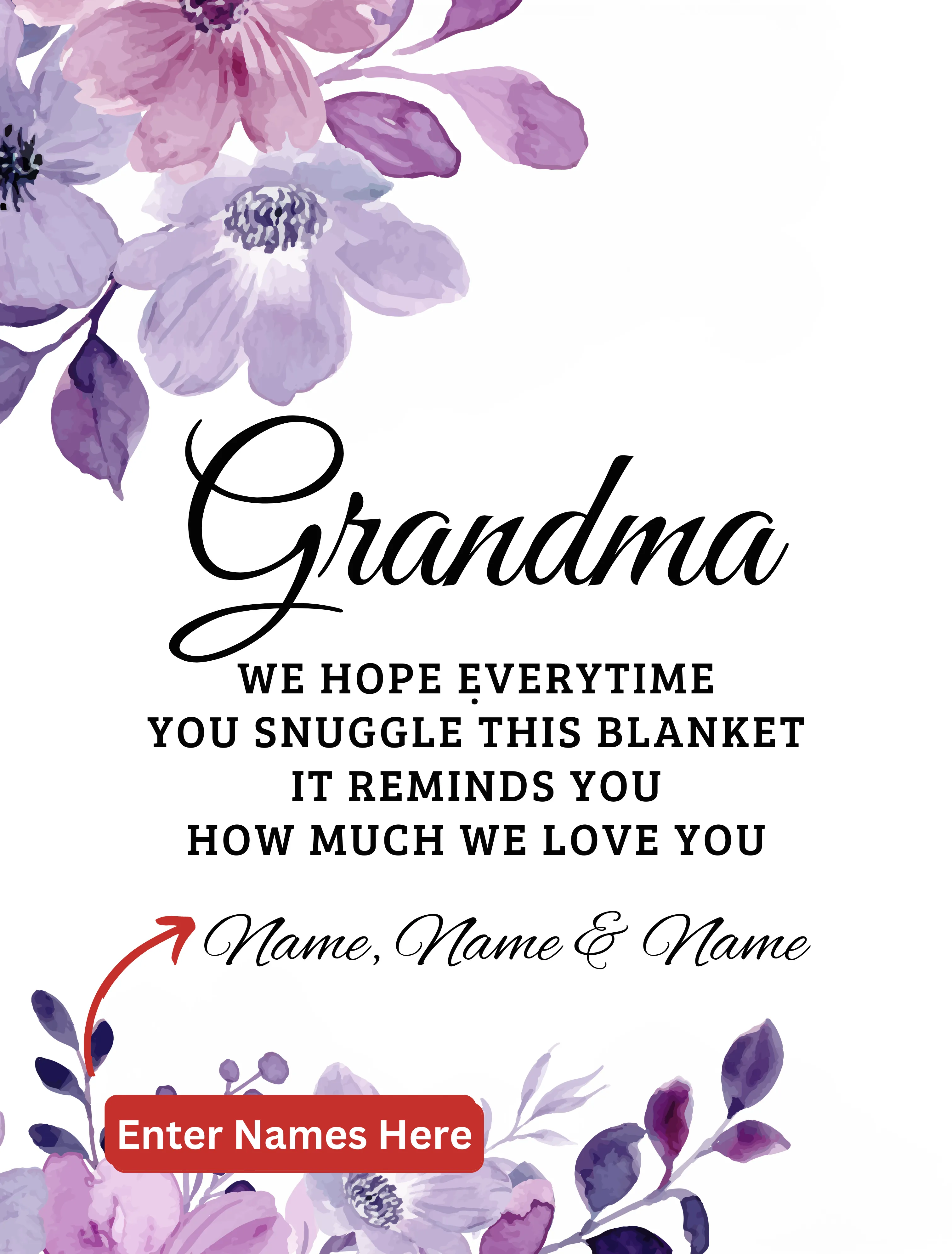 To Grandma, Personalized Fleece Blanket