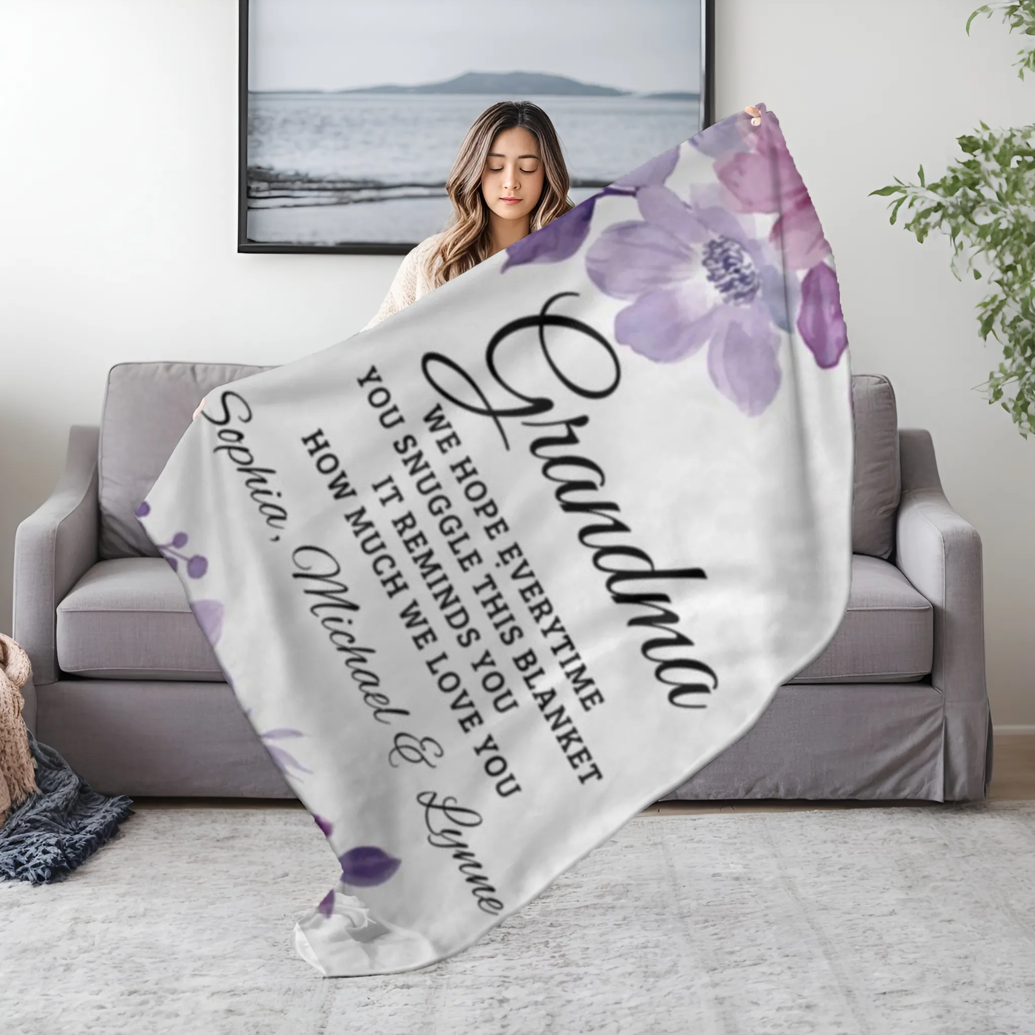 To Grandma, Personalized Fleece Blanket