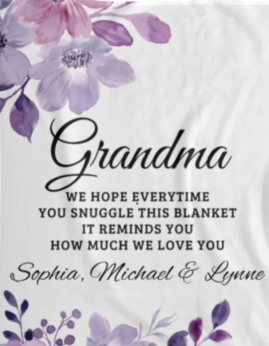 To Grandma, Personalized Fleece Blanket