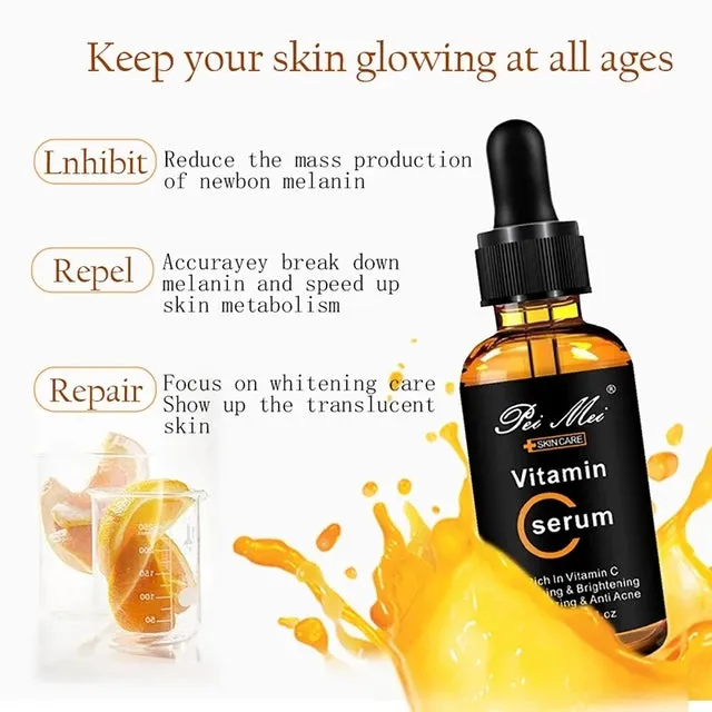 Vitamin C facial serum brightens skin spots hyaluronic acid facial essence skin care