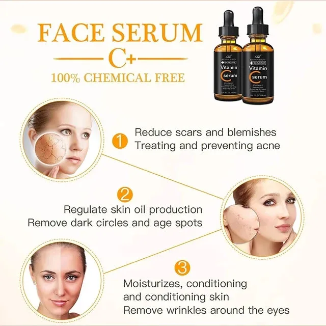 Vitamin C facial serum brightens skin spots hyaluronic acid facial essence skin care